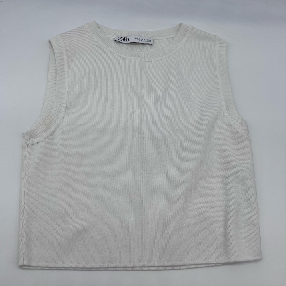 Zara Cream Ribbed Knit Top